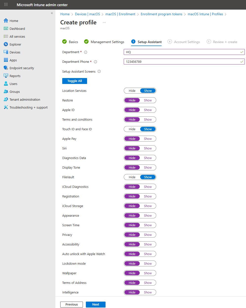 Setup Assistant configuration for macOS enrollment